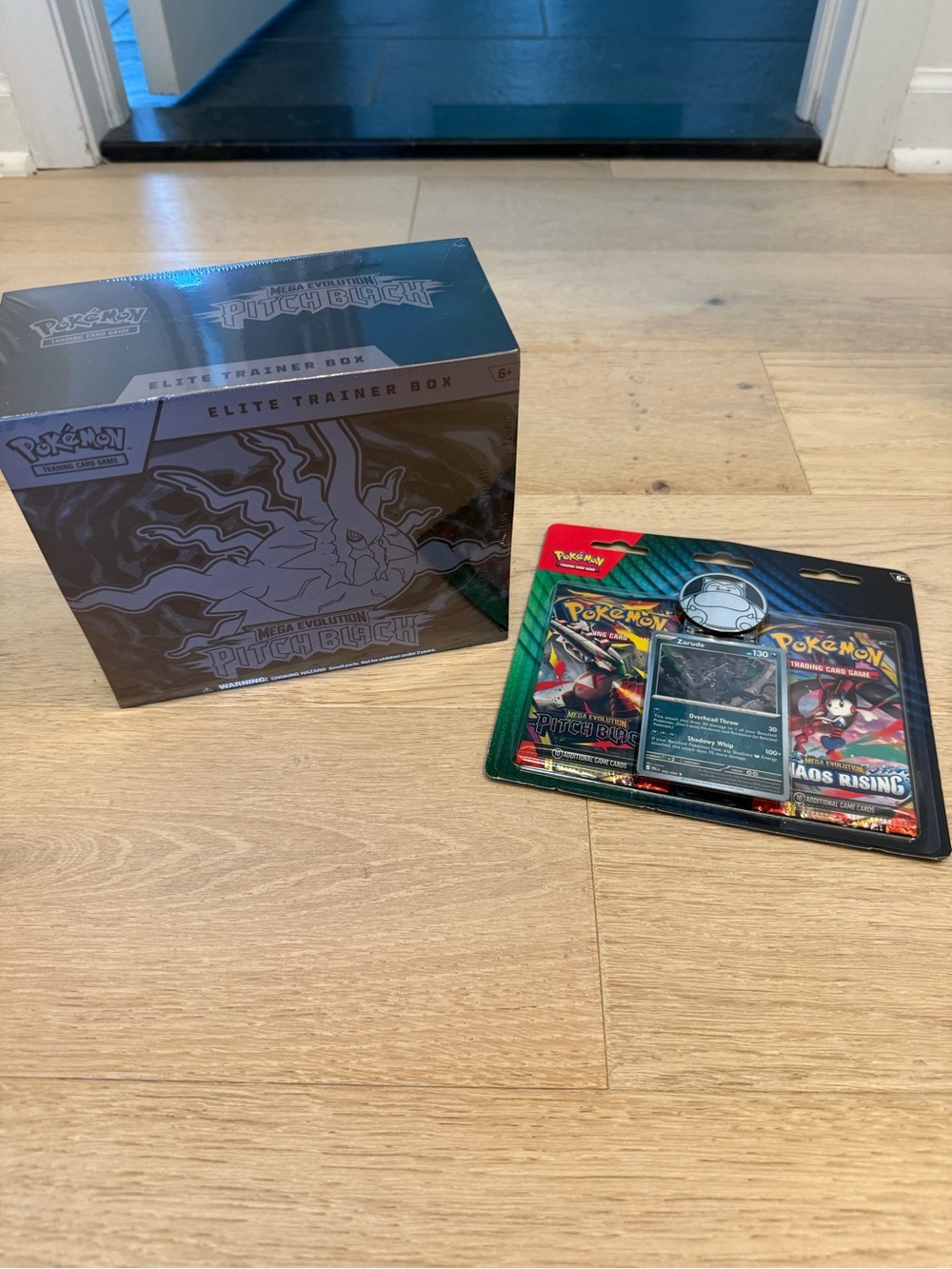 Pokémon Pitch Black ETB and Zarude Ptich Black and Chaos Rising Packs